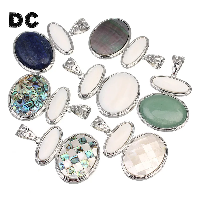 DC 1 шт. винтажная большая дыра зеленый белый корпус натуральный овальный камень