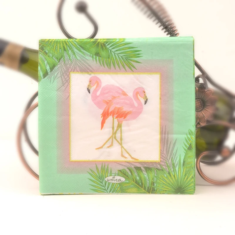 20 Винтаж салфетка бумажная коробка ткани с принтом листьев Зеленый Розовый