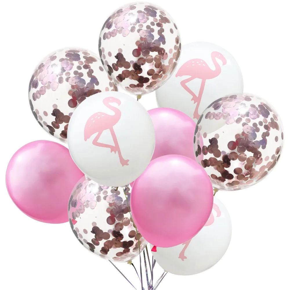 10 шт Фламинго шар розово золотые латексные шары Monstera Глобус тропическая