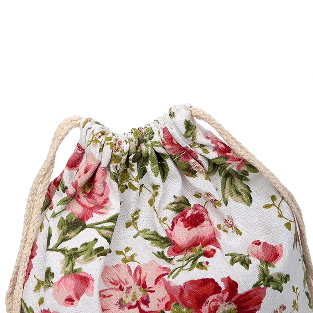 

Aelicy 2020 Women Casual Drawstring Bag Sackpack Floral Prints Backpack Canvas Travel Bag Girls School Bags Mochila Rugzak 0918