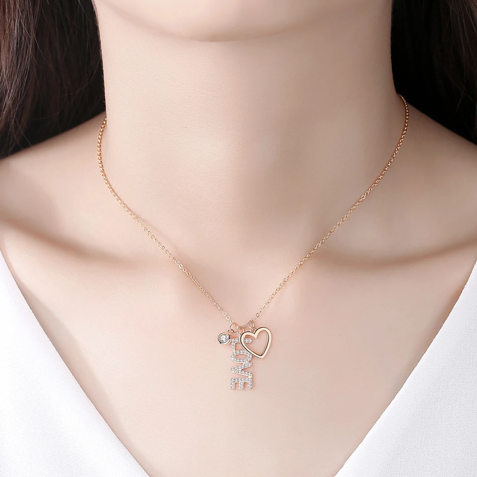 Kaletine, 925 пробы, серебряное ожерелье, женское, Любовь& Мечта& мама, подвеска, Лаки, AAA, циркон, буква, звезда, луна, ювелирное изделие, колье