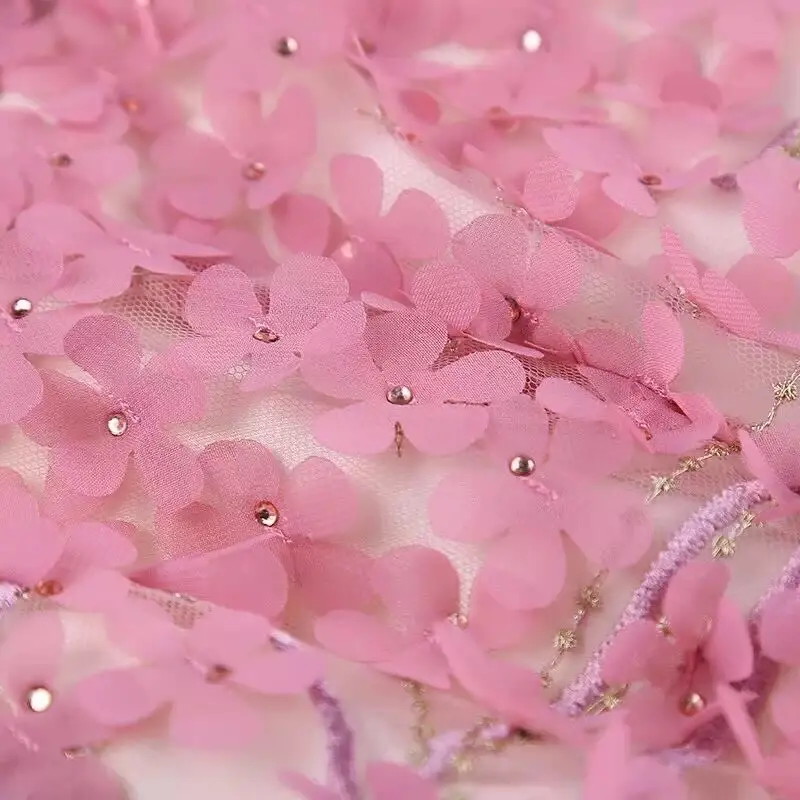 5 ярдов красивые шифоновые бусины с жемчугом и 3D цветами 6 цветов качественная