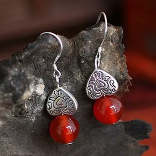 Бесплатная доставка серьги в форме романтического сердца резные из тибетского