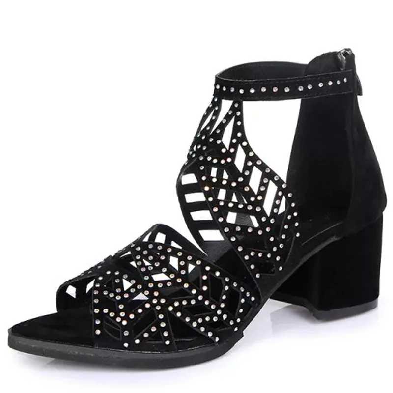 2019 new fashion Vintage Summer Style Women Sandals Wedge Heels Rhinestones Bohemian Beach mid-heel zipper sandals m689 | Обувь