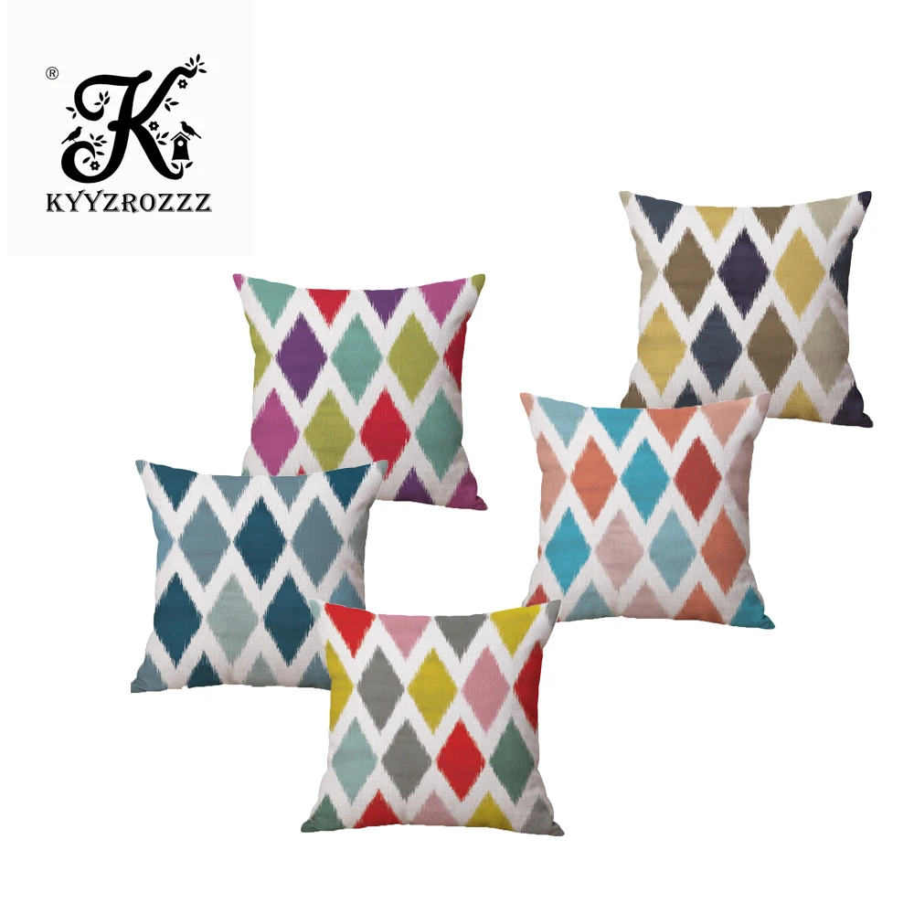 

Fashion High Quality National Style Gray Red Blue Geometry Grid Car Decorative Throw Pillow Case Cushion Cover Sofa Home Decor