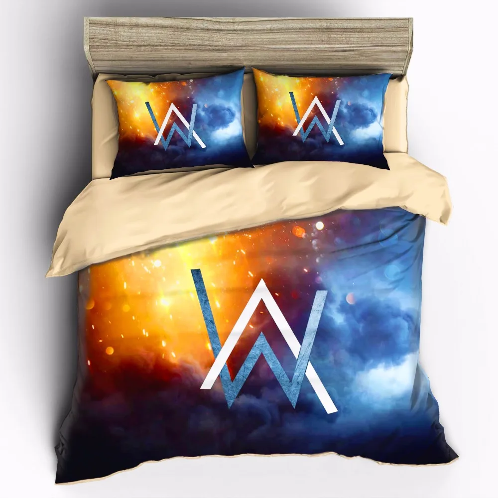 AHSNME Singer-Art Alan Walker Комплект постельного белья высокого разрешения с принтом King Quenn полный двойной пододеяльник