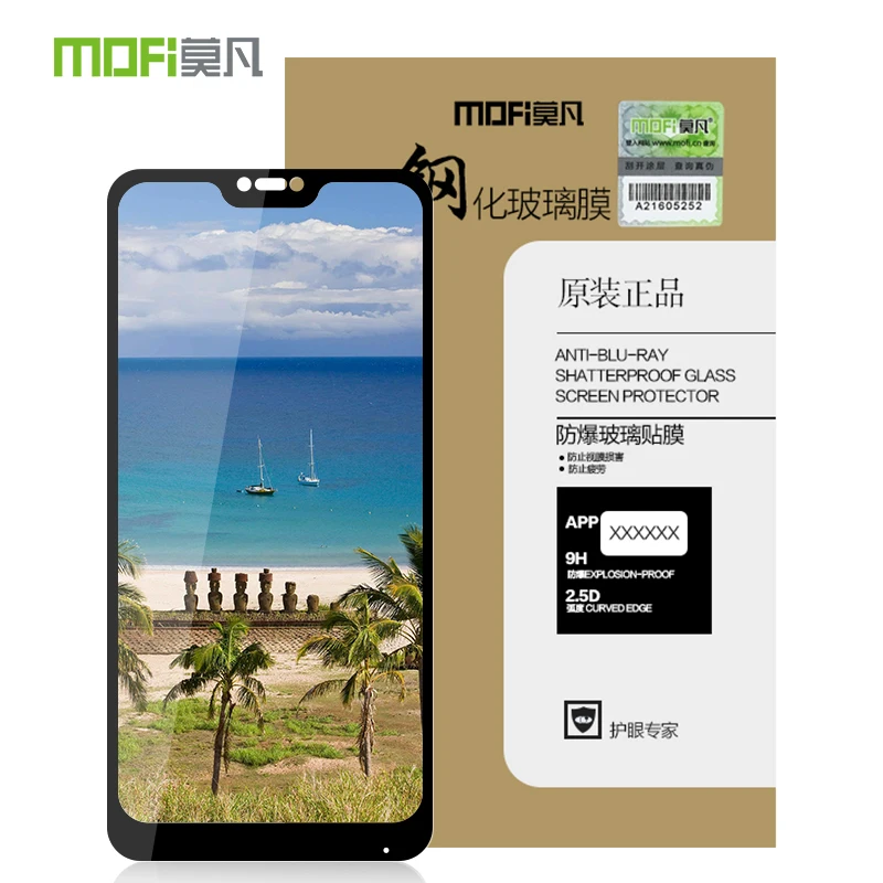 

For Xiaomi Redmi 6 Pro Original MOFi 9H Full Cover Tempered Glass Screen Protector Film for Redmi 6 Pro Toughened Glass Film