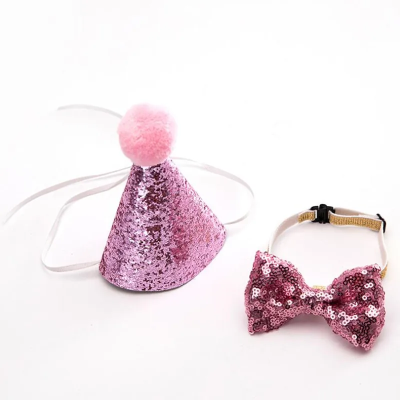 Блестки кукольная собака кошка шляпа на день рождения галстук бабочка для детей