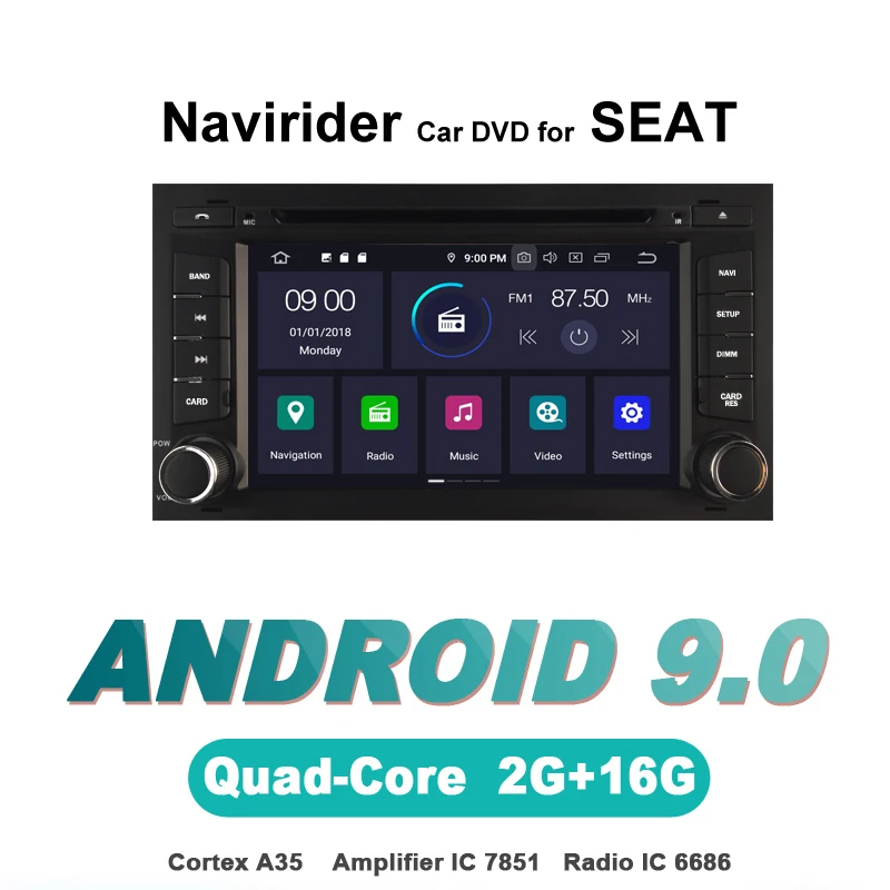 Navirider Авторадио gps навигация android 9,0 Автомагнитола плеер для SEAT LEON TPMS Aux bluetooth стерео авто аксессуары