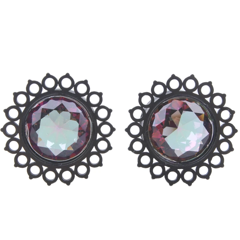 Новое поступление 1 пара акриловые черные цветы модный дизайн затычки для ушей