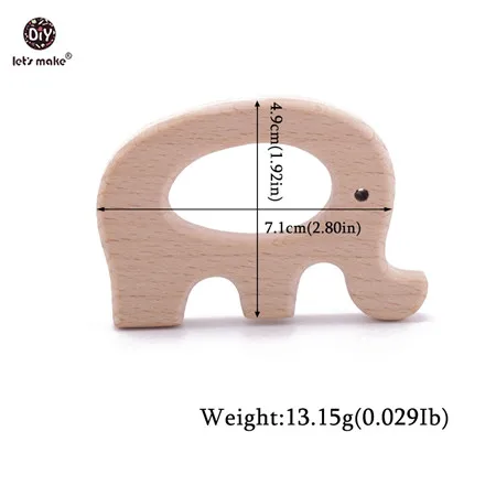 elephant Let's Make/1 шт. Прорезыватель для зубов, деревянные кольца в виде животных, единорог, камера, ежик, деревянный Прорезыватель для зубов, кулоны для кормления, игрушки для прорезывания зубов - Цвет: elephant