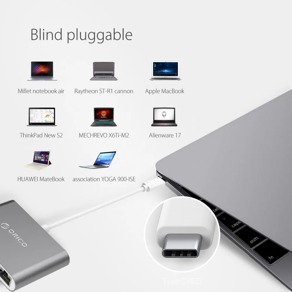 ORICO USB3.1 type C концентратор разветвитель для HDMI RJ45 VGA USB3.0 A адаптер док станция