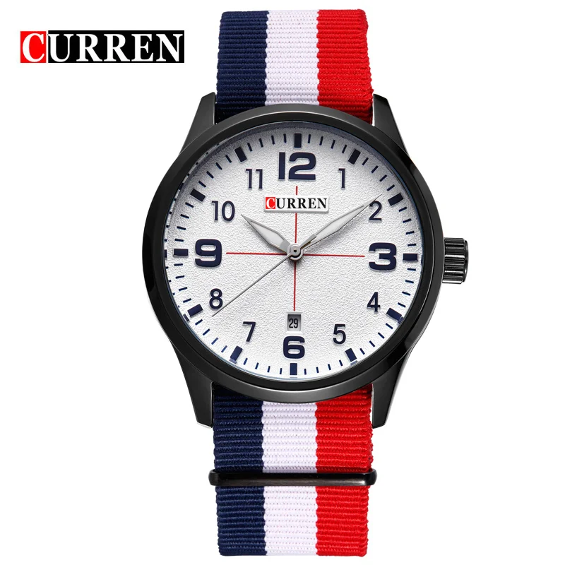 2017 Men's Brand CURREN Fashion Sports Watches Men Quartz Watch Man Nylon Strap Army Military Wrist watches Relogio Masculino | Наручные