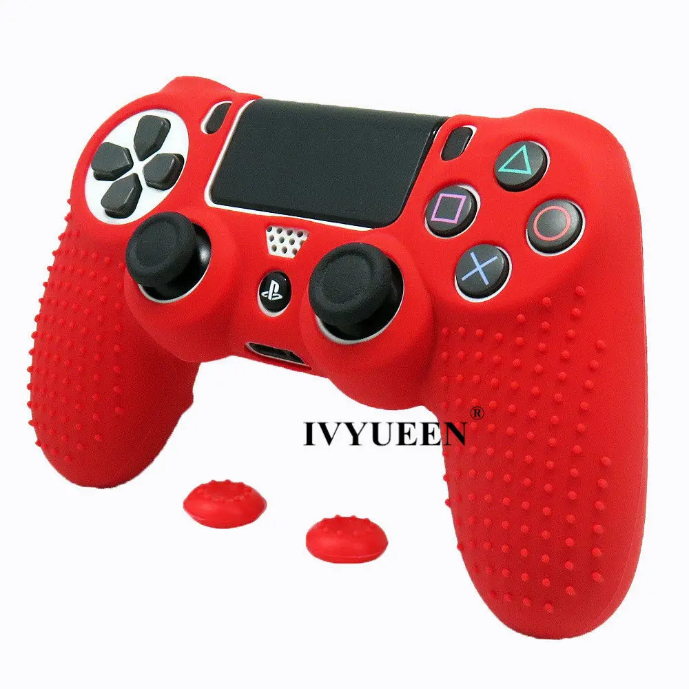 Силиконовый Противоскользящий чехол IVYUEEN для playstation 4 PS4 Pro, тонкий чехол для контроллера с рукояткой для большого пальца, колпачки для Dualshock 4
