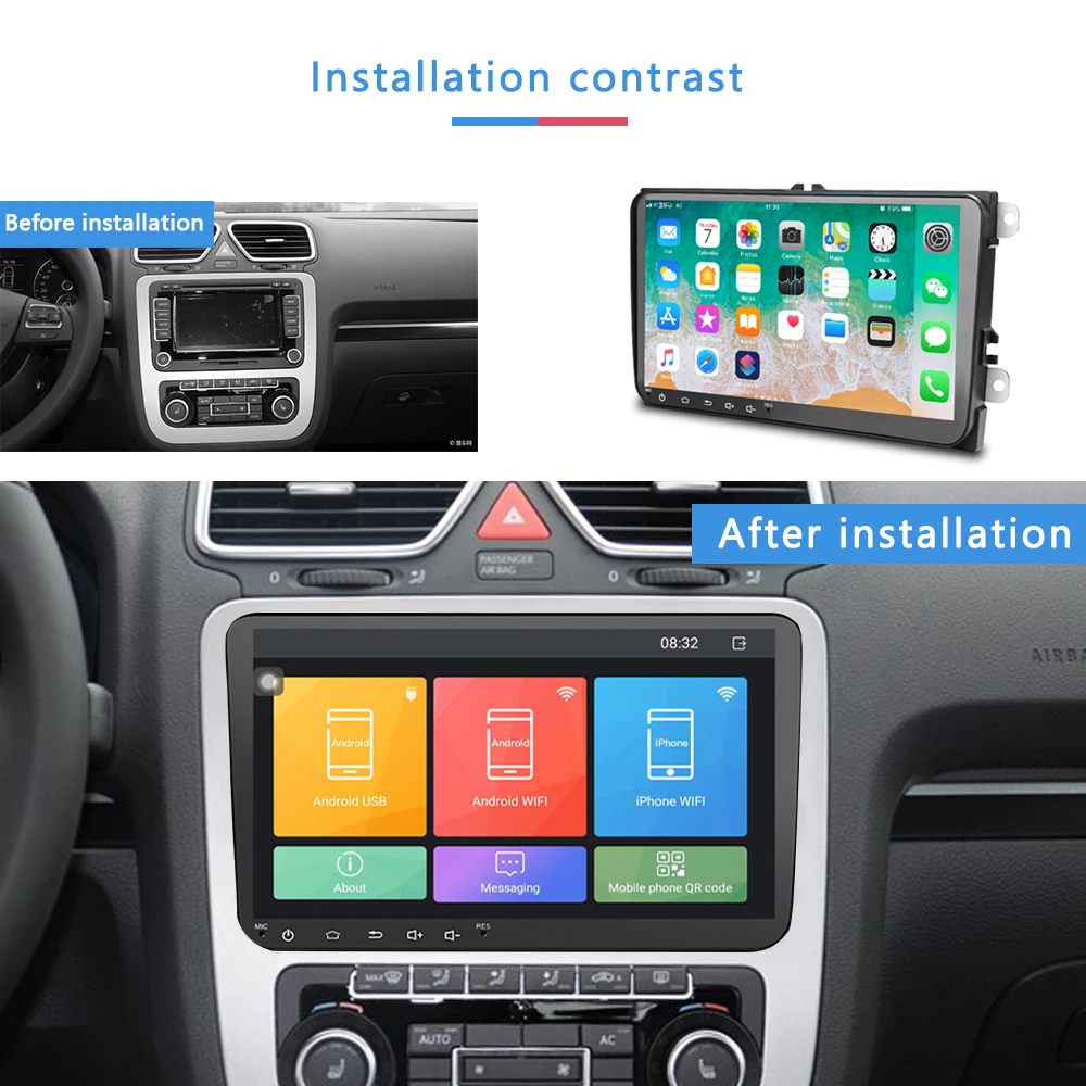 $86.49 Podofo Android 9.1 2 Din Car Multimedia Player Carplay For Volkswagen VW Skoda Seat Passat B6 B7 Octavia GOLF 5 6 Tiguan Polo