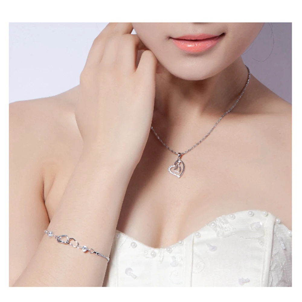 Женский браслет из серебра 925 пробы с подвеской в виде сердца|jewelry desk|bracelet metaljewelry