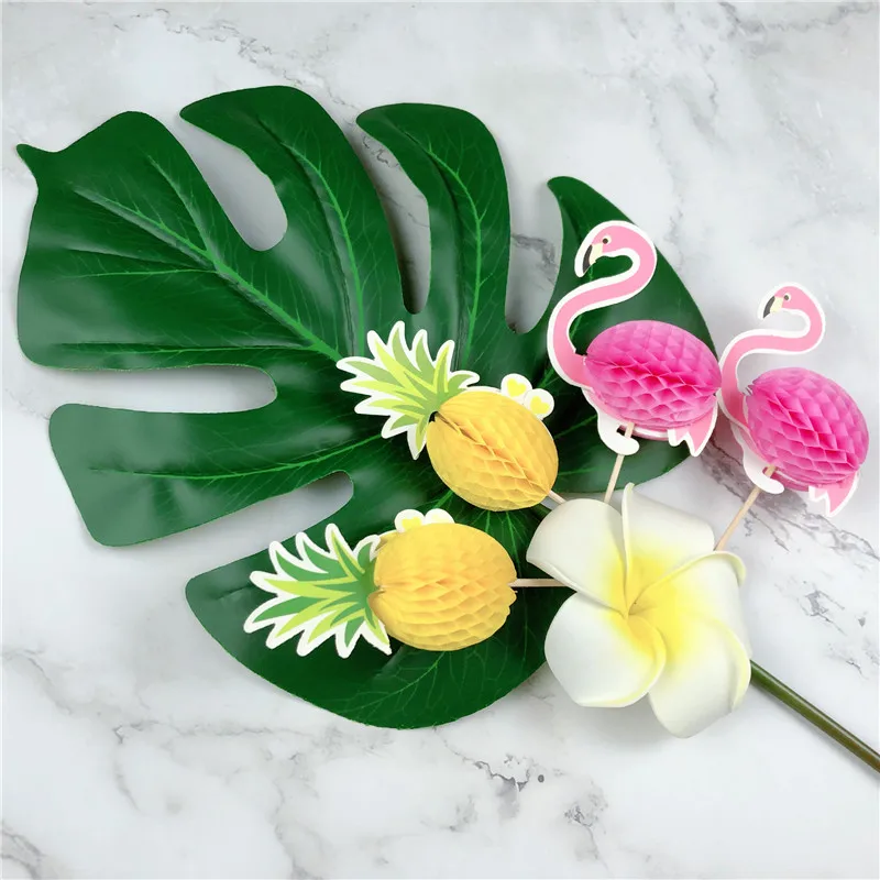Свадебные украшения 10 шт. ананас фламинго фруктовый торт Декор пляжные вечерние