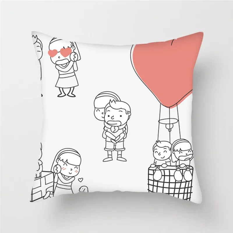 Fuwatacchi Cartoon Couple Printed Pillow Cover Throw Pillows Customize Cushion Decorative for Sofa Car Bedroom | Дом и сад