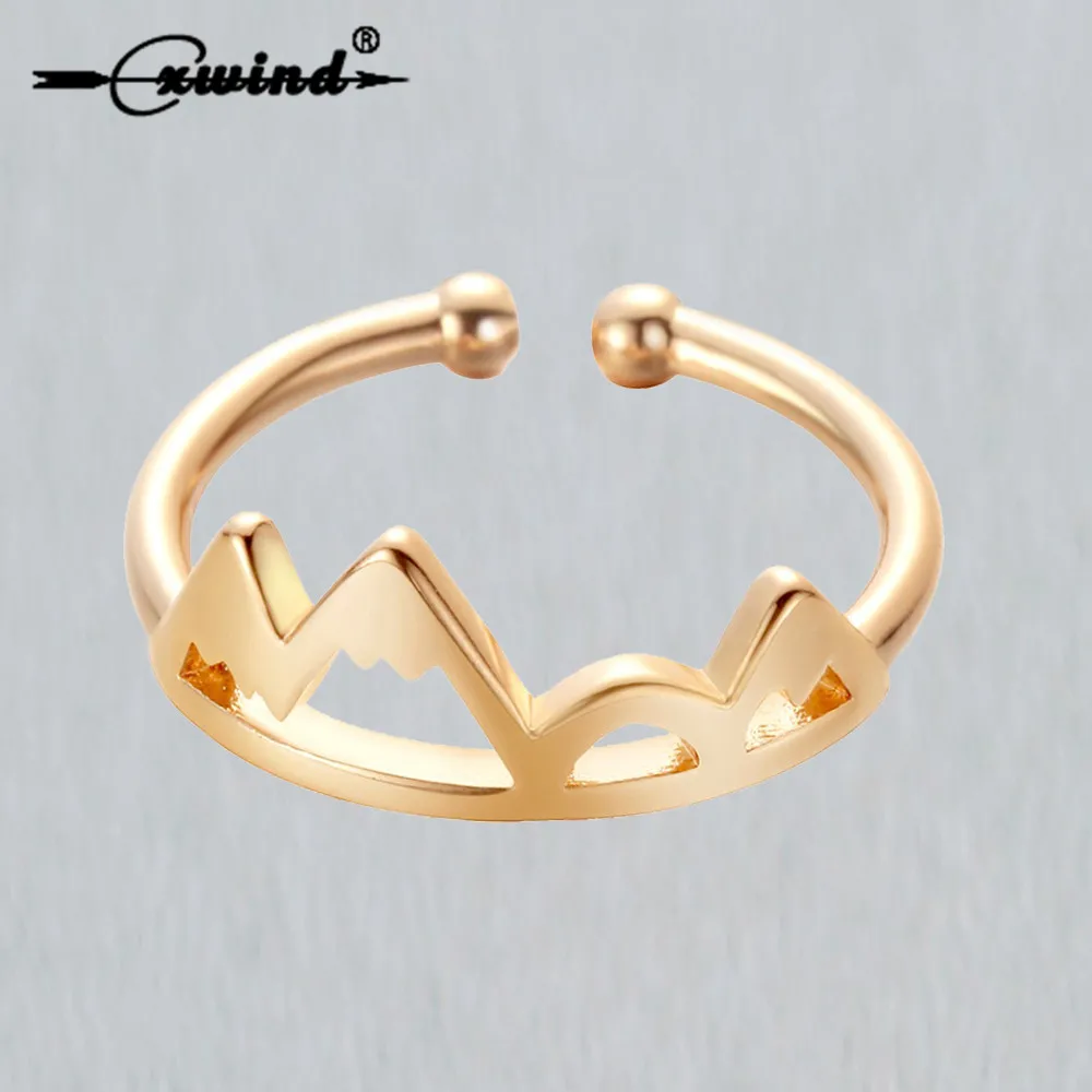 

Cxwind Gold Charm Mountain Rings Adjustable Double Ball Wave Shape Ring for Women Birthday Gift Finger Jewelry Anillos Bague