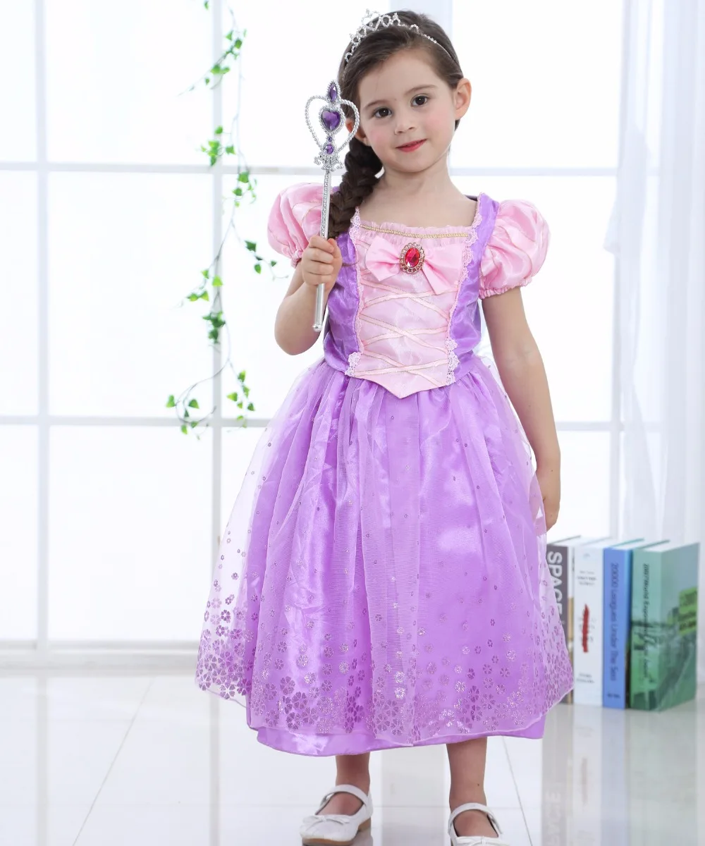 Детский карнавальный костюм принцессы с длинными волосами Платье Нарядное