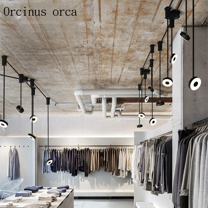 

Postmodern creative personality multi head LED chandelier clothing shop restaurant Nordic minimalist art iron pendant lamp