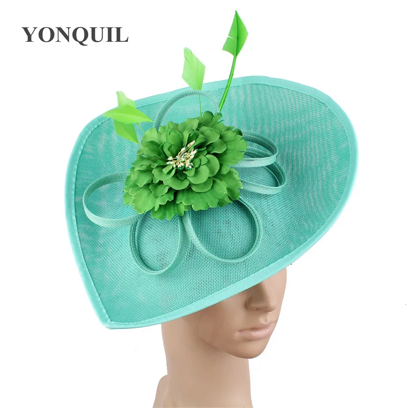 emerald green Элегантные изумрудно-зеленые фетровые шляпы kenducky Derby головные уборы чародей женские летние головные уборы для церкви, свадьбы, вечеринки SYF539 - Цвет: emerald green