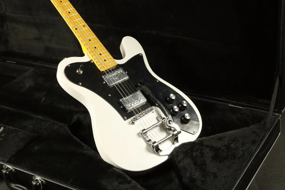Высокое качество белый bigsby мост tele Электрогитара HH звукосниматели tele гитары