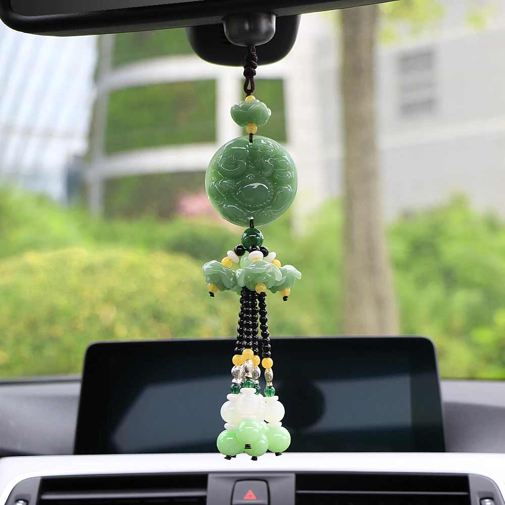 Автомобильный кулон из нефрита Для отважных солдат Gourd Guan Yin Maitreya, авто интерьерное зеркало заднего вида, украшение, украшение, аксессуары