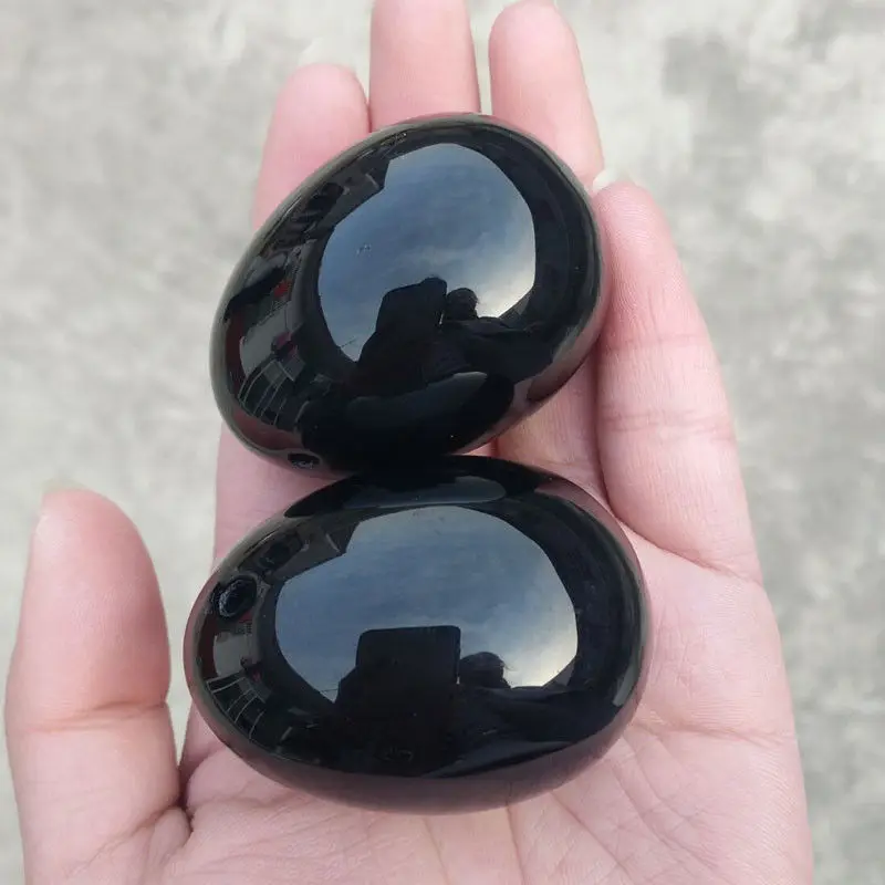 

High Quality Natural Obsidian Quartz Crystal Massage Egg Ball Magic Sphere Rieki Healing Kegel Exercis Stone
