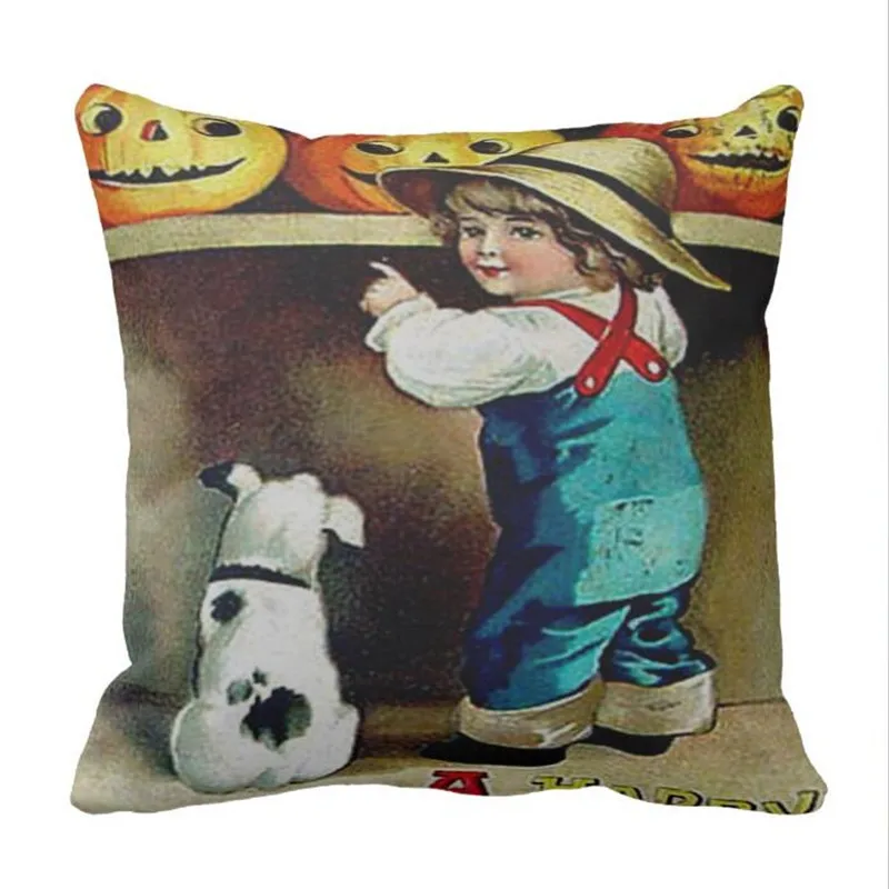 Чехол с подушкой для мальчика и его собаки смотрящего на Джека о фонарей| |