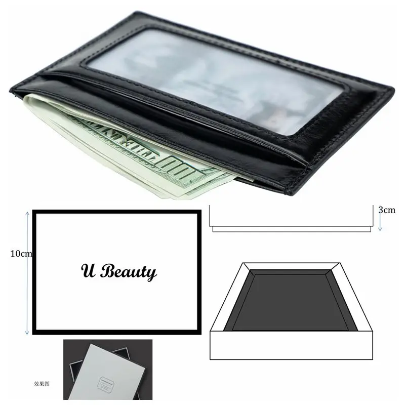 Black with gift box Фрид блокирующий держатель для карт черный обработанный маслянистым воском из натуральной коровьей кожи держатель для кредитных карт тонкая визитница UBCW0005 - Цвет: Black with gift box