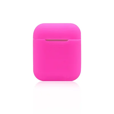 Розово-красный Мягкий силиконовый чехол для Airpods On Air Pods, противоударный защитный чехол для наушников, водонепроницаемые аксессуары для гарнитуры, 20 цветов - Цвет: Розово-красный