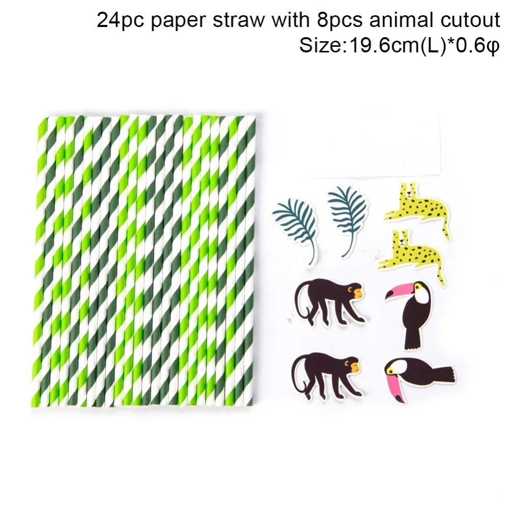 Paper Straw Джунгли день рождения фон Джунгли животных украшения для вечеринки в стиле сафари Дети День рождения подвесной баннер первый день рождения Декор - Цвет: Paper Straw