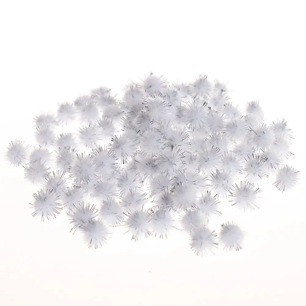 100 шт./лот пушистые Помпоны с золотой нитью 10 мм разные варианты мягкие помпоны