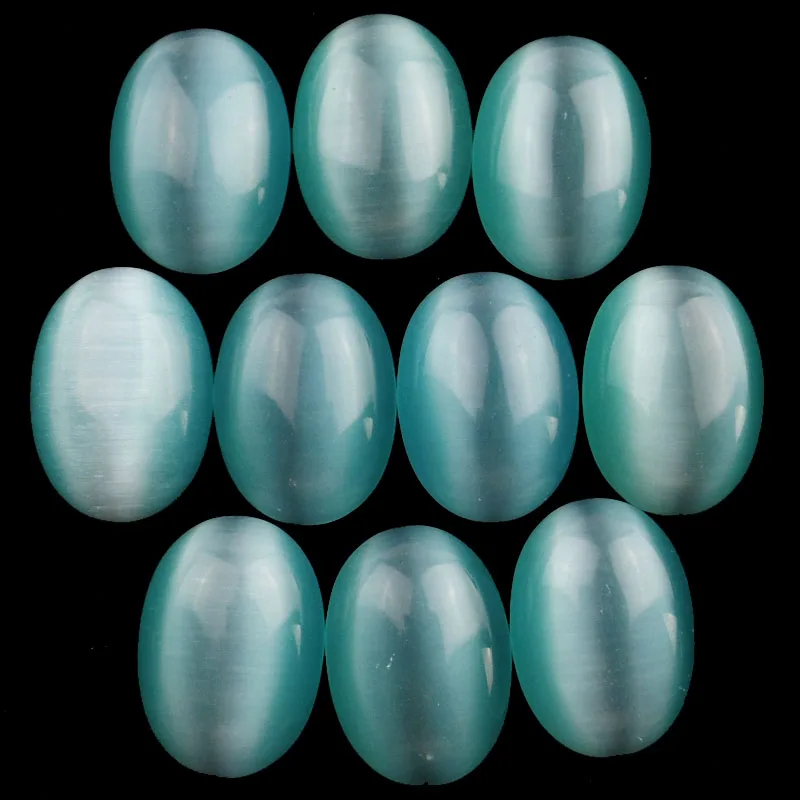 (Минимальный заказ 10 $ микс) 8 шт Небесно Голубой кошачий глаз камень овальный