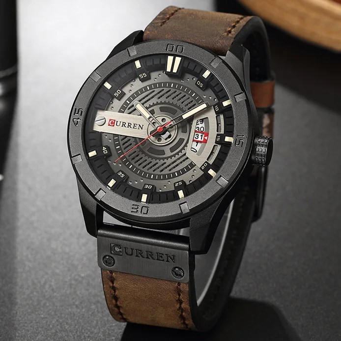 Black White CURREN 8301 Роскошные Брендовые мужские военные спортивные часы Мужские Аналоговые кварцевые часы с датой мужские повседневные кожаные Наручные часы Прямая поставка - Цвет: Black White
