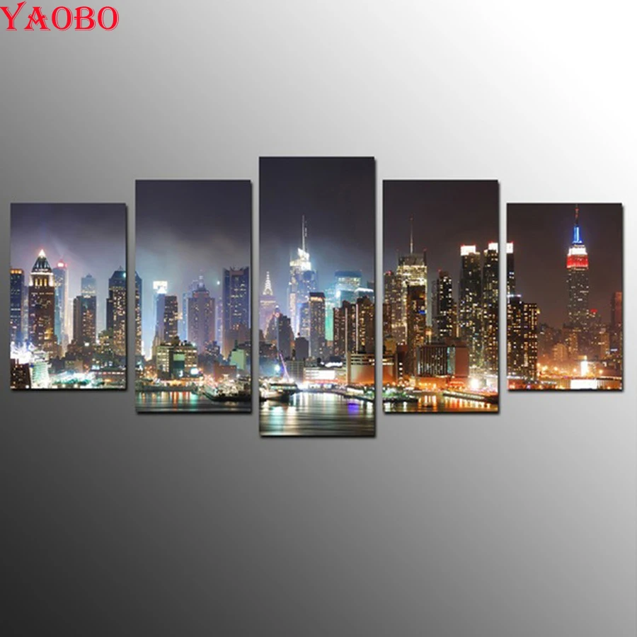 

Surprising New Nightless City needlework multi-pictures mosaic cross stitch 5d diy diamond painting 5 pcs diamond embroidery kit