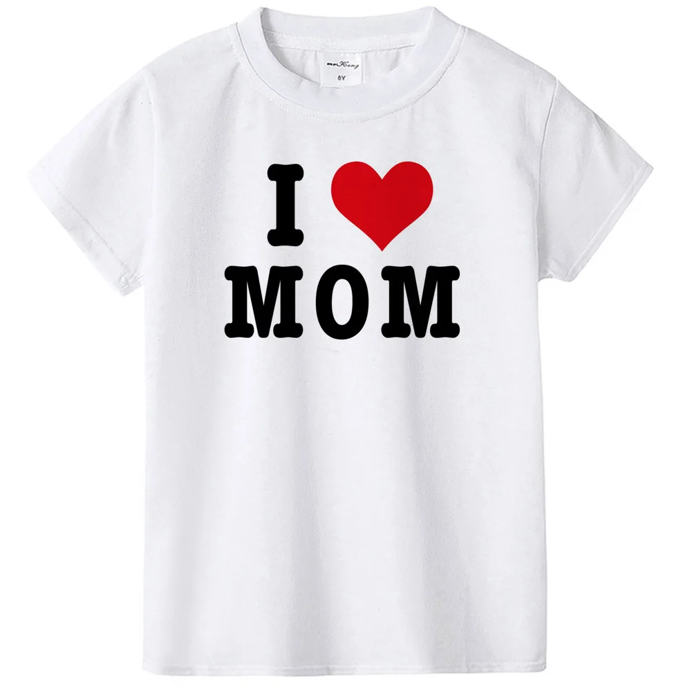 Для мамы и дочери футболка Love Mom»(«Я люблю маму») Одежда для мамы и меня Семья подходящая друг к другу одежда выглядят для мам и дочек, для папы, мамы, дочки футболки платье Костюмы