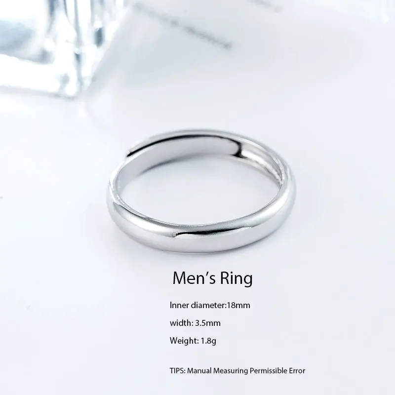Men ring ANENJERY 925 пробы серебряные свадебные кольца для мужчин и женщин пара обещаний простые регулируемые обручальные кольца S-R405 - Цвет основного камня: Men ring
