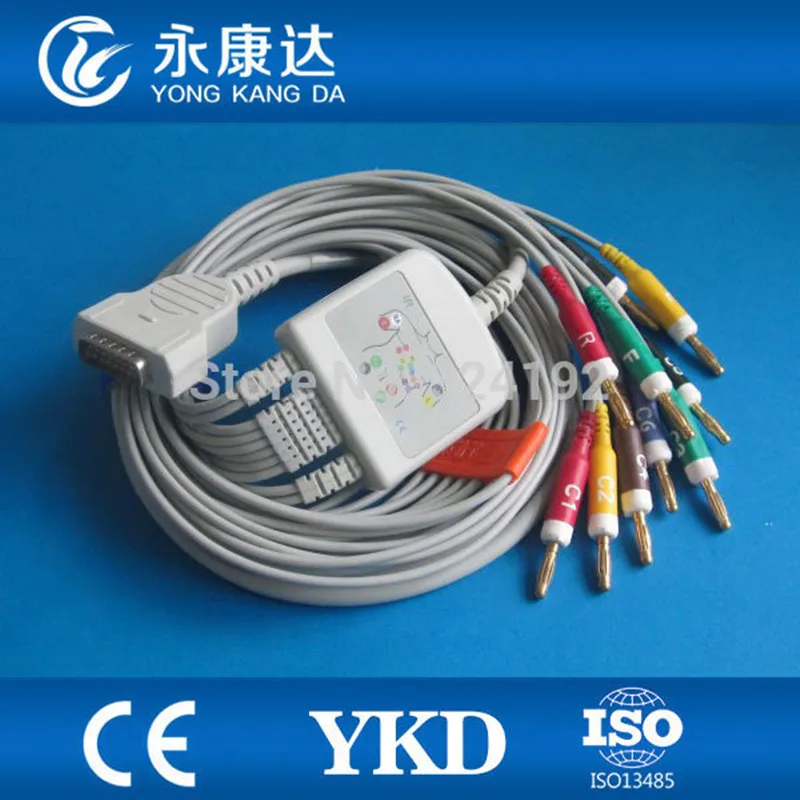 GE-Medical цельный ЭКГ/ЭКГ кабель с 10 выводами Банан 4 0 IEC CE и ISO13485 Бесплатная доставка!