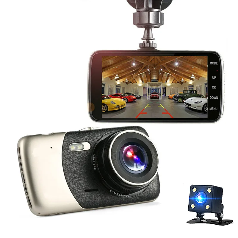 Newcarpro Dvr 4 дюймовая Автомобильная камера с двумя объективами FHD 1080P