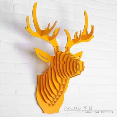 Поголовье оленей 3D DIY деревянные украшения дома Европейский животных резьба по