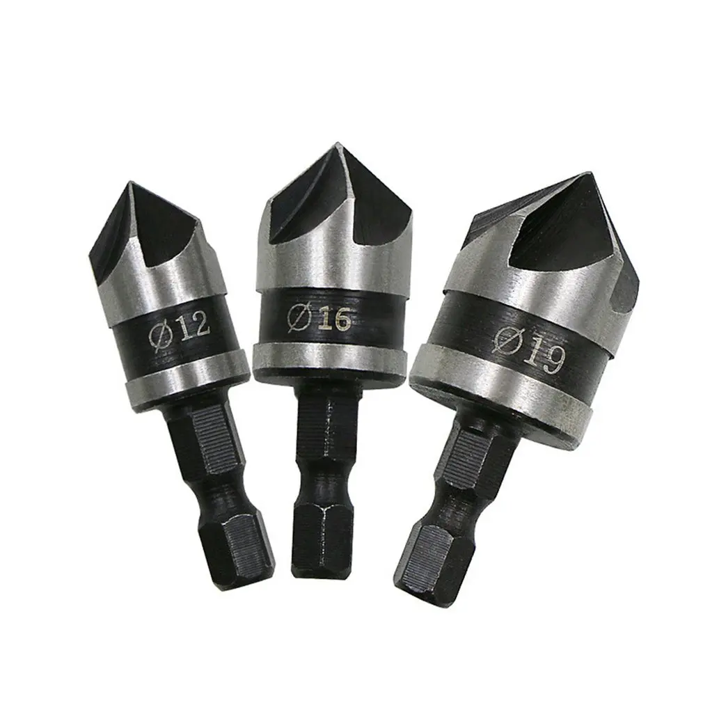 3 шт./компл. 90 градусов пять лезвий Chamfer Deburring потайная головка 12 16 19 мм