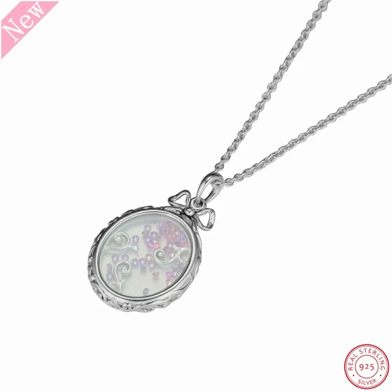 Разноцветные CZ подвешиваемый кулон Dazzle ожерелья для женщин 925 пробы серебряные украшения 70 см Регулируемая раздвижная застежка FLN080