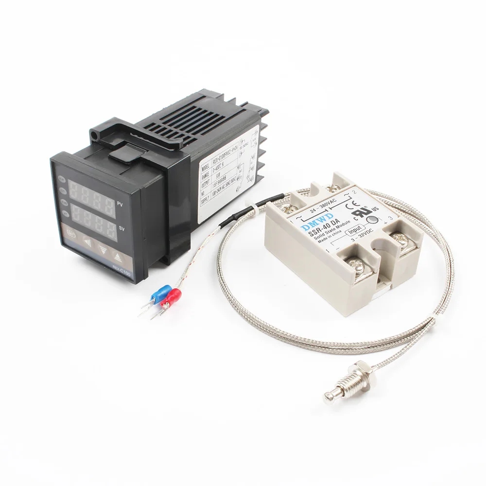 REX-C100 цифровой PID Температура контроллер термостат ССР Выход+ Max.40A ССР реле+ K термопары+ теплоотвод термометр цифровой