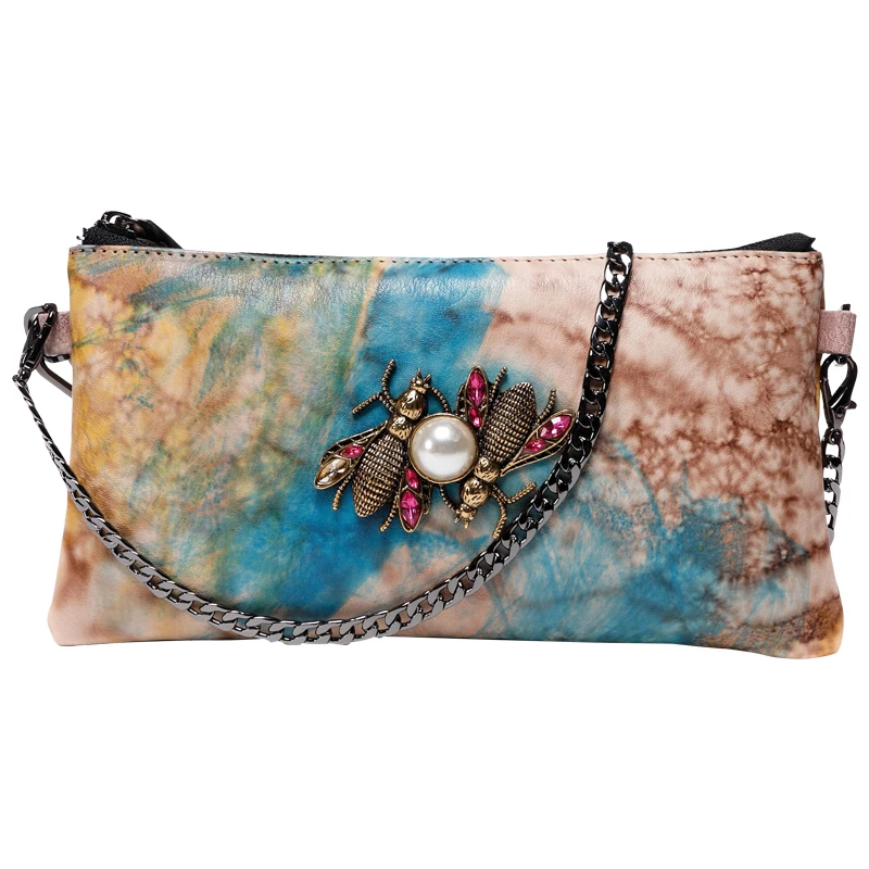 Женские вечерние клатчи с Пчелой из бриллианта кошелек натуральной кожи Дамский