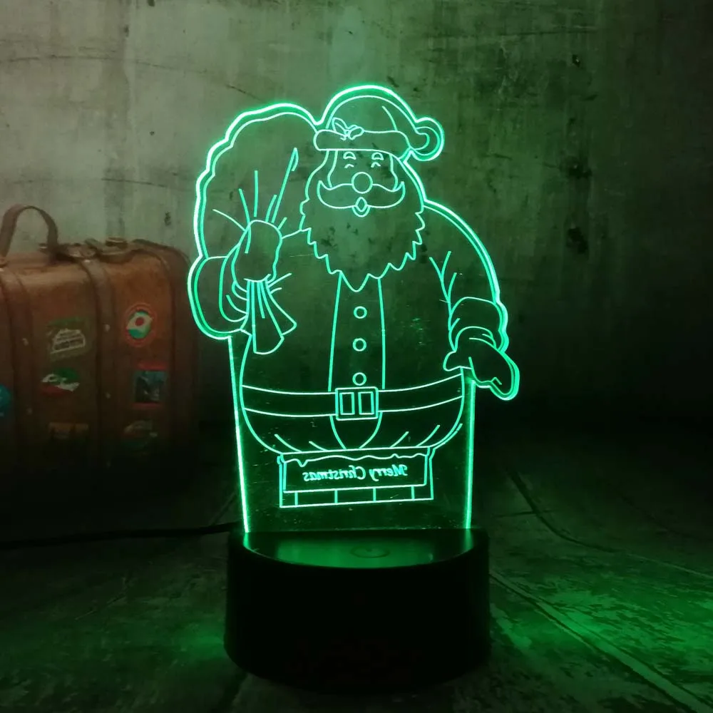 Amroe светодиодный светильник Санта Клаус Акриловые 3D RGB ночные светильники USB настольная лампа с сенсорным управлением Настольная лампа для дома Рождественский подарок для детей