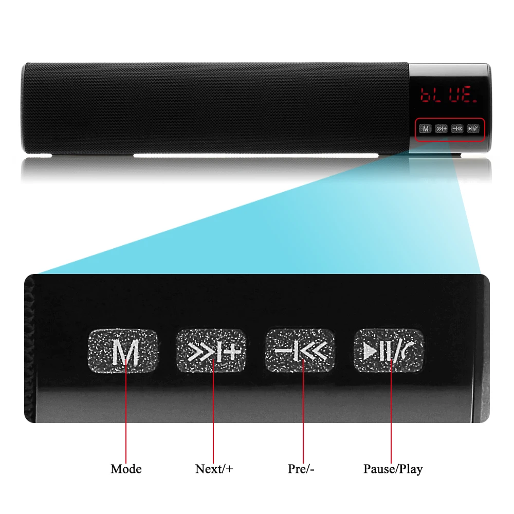 TOPROAD стерео Bluetooth динамик сабвуфер Саундбар беспроводной приемник TF карта FM радио