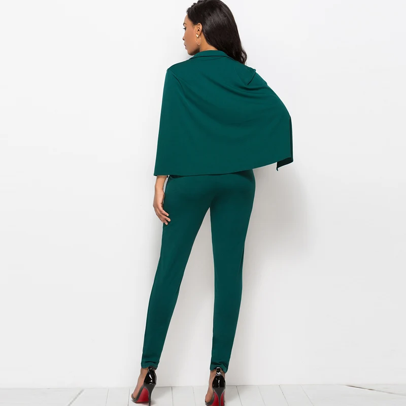 Черно-вечерние вечерний элегантный комбинезон с запахом и глубоким V-образным