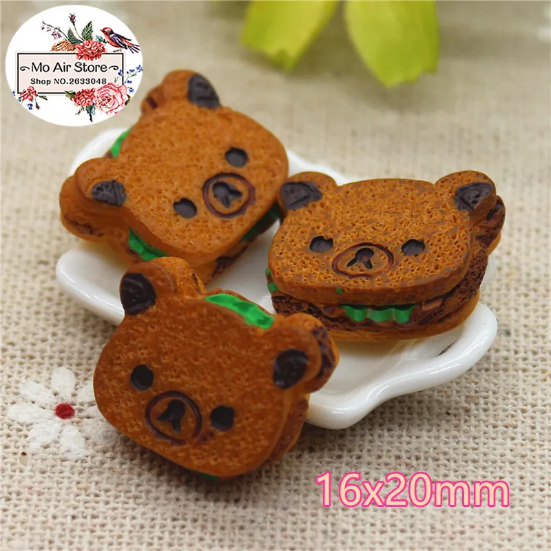 10 шт. медведь гамбургер Кабошон из смолы с плоской задней стороной имитация еды